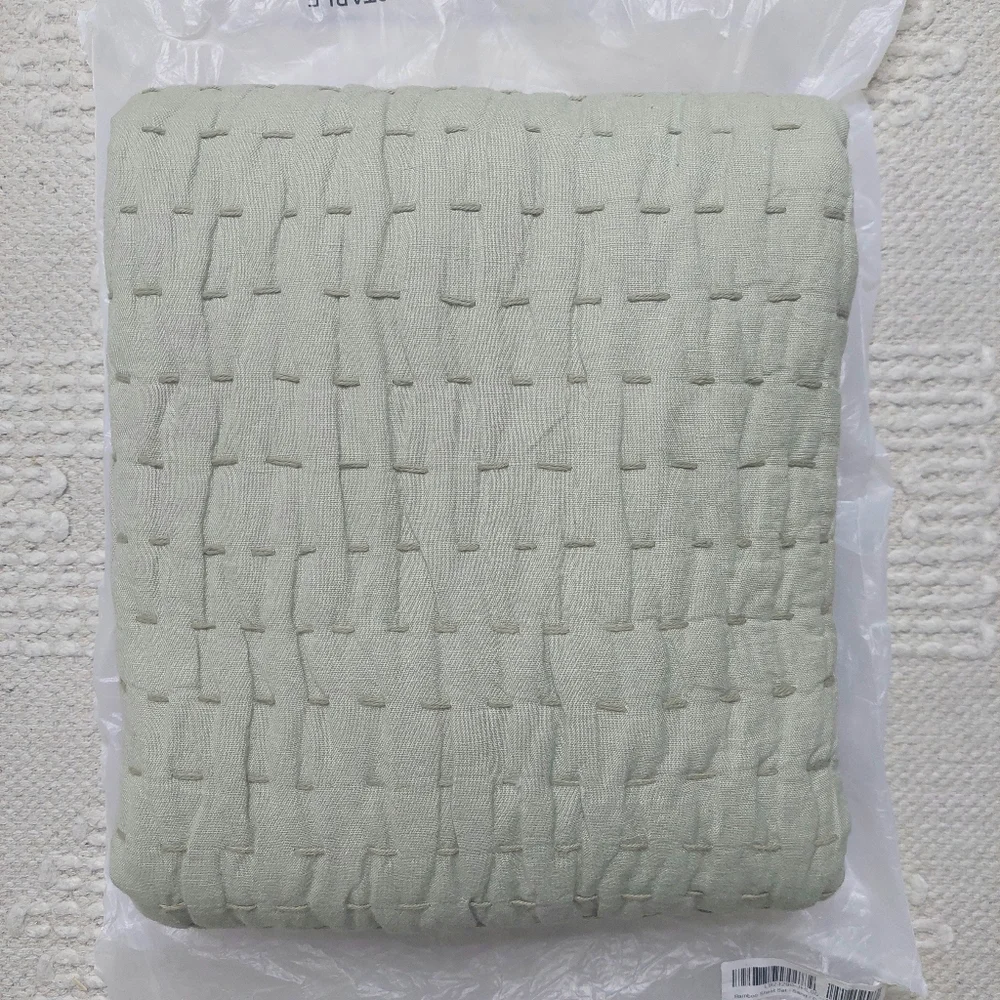 Quince Linen/ Cotton Stitch Willowleaf Sham Set! Sz. King! (S54) - Picture 7 of 10